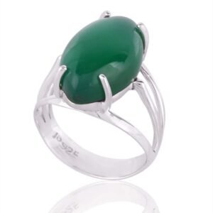 Elegant Green Onyx sterling silver statement ring with prong setting main view