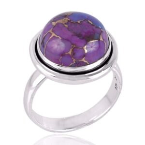 Elegant Purple Copper Turquoise ring in sterling silver, featuring a marbled copper matrix design main view