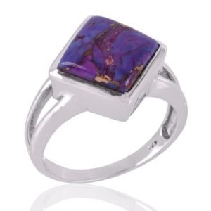 Bold Purple Copper Turquoise ring in sterling silver with square-cut gemstone and elegant design main view