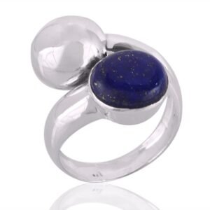 Sterling silver lapis lazuli statement ring featuring a bold blue gemstone and modern design main view