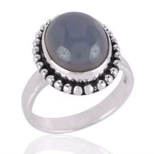 Handmade Blue Onyx Sterling Silver Vintage-Inspired Ring for Women main view