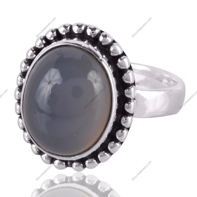 Handmade Blue Onyx Sterling Silver Vintage-Inspired Ring for Women alternate image