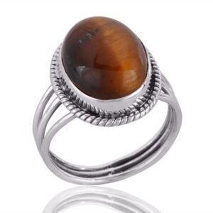 Handcrafted Tiger Eye sterling silver ring with a bold, elegant design for men and women. main view