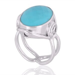 Arizona turquoise sterling silver ring – boho chic statement jewelry main view