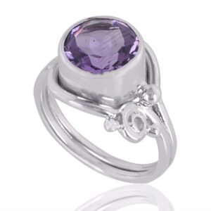 Handcrafted Amethyst Sterling Silver Ring – Boho Chic Statement Jewelry main view