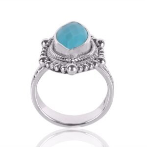 Arizona Turquoise sterling silver vintage statement ring with intricate detailing main view