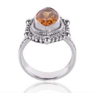 Sterling Silver Citrine Ring with Vintage Bohemian Design main view