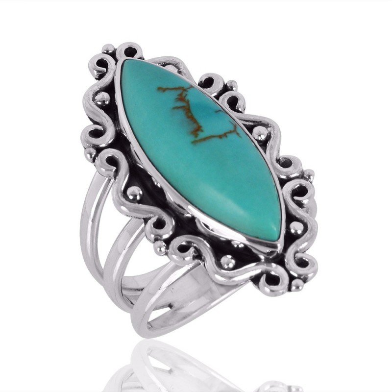 Tibetan Turquoise Sterling Silver Bohemian Vintage Statement Ring ...